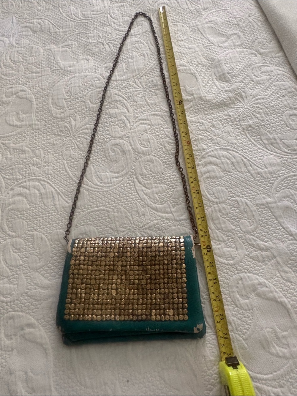 Source Unknown Teal Crossbody with Gold Sequin Panel
